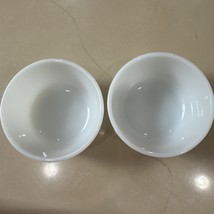 ANCHOR HOCKING FIRE KING 2pc SMALL BOWLS MILK GLASS WHITE PRISTINE CONDI... - $16.32