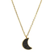 ZMZY Natural Sun Moon Druzy Necklace Gold Color Chain Stainless Steel Pendant Cr - £13.12 GBP