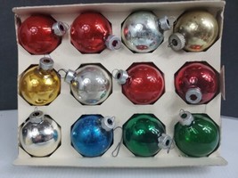 VTG Glass Christmas Ornaments Pyramid Rauch. Glitter Accents Set of 12 Small b44 - £13.32 GBP