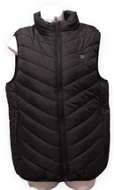 Black Heated Puffer Vest Men Full Zip Pockets Lined Rechargeable Size Large - £37.62 GBP