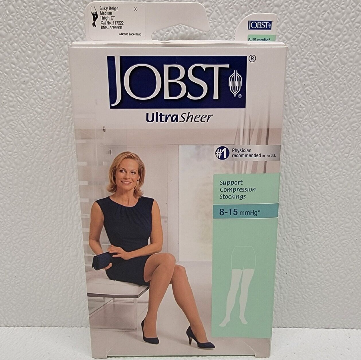 Jobst Ultrasheer Silky Beige Compression Stockings Thigh CT 8-15mmHg Med... - $17.96
