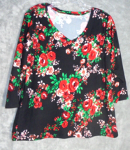 The Pioneer Woman Womens Small S Floral V-Neck Top Tunic 3/4 Sleeve Soft... - £8.12 GBP