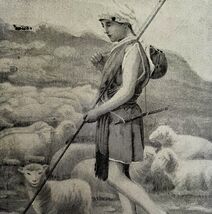 1901 David And His Flock Of Sheep Victorian Plate Print Religion Christi... - $28.01 CAD