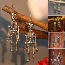 Gothic Long Hanging Skeleton Pendant Ear Hook Earrings - Pair - £9.00 GBP