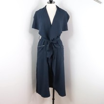 Kate &amp; Mallory Women&#39;s M Blue Long Sleeveless Tie Waist Pocketed Duster ... - £12.55 GBP