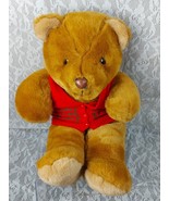 America Wego Teddy Bear Bearly Christmas Red Vest 23&quot; Plush Stuffed 1982... - $86.30 CAD