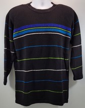 L) Woman Capistrano Striped Black Pullover Sweater 14/16 - $9.89