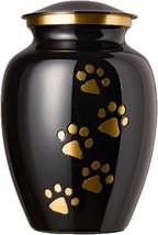 BEST FRIEND SERVICES Pet Urn Ottillie Dog Size Large Ebony Black Brass P... - £38.88 GBP