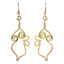 Ethereal Swirls Brass Dangle Handmade Earrings - £9.70 GBP