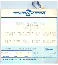 Vintage Nazareth Ticket Stub April 30 1993 Kalamazoo State Theatre - £30.75 GBP