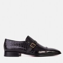 The Strat Single Monk Strap Cap Toe Black Leather Handmade Men Shoe image 2