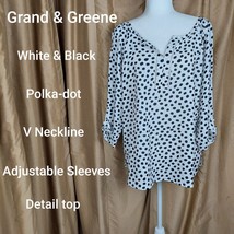 Grand &amp; Greene Black And White Adjustable Sleeves Top Size L - £8.65 GBP
