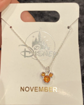 Disney Parks Birthstone Mickey Mouse Icon Necklace Birthday Birth Month November - $25.23