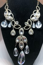 EUC ANN TAYLOR NECKLACE Hanging Crystal Teardrops Rhinestones *WOW* Sign... - $24.74