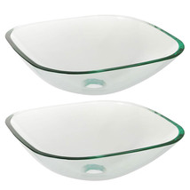 2X Tempered Glass Vessal Sink Bathroom Washing Bowl Basin Aqt0118 - £169.97 GBP