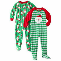 Just One You by Carter&#39;s Toddler Boys 2 PAIRS of Footed Pajamas Santa 12... - £9.38 GBP