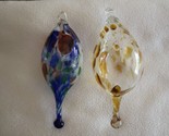 2x Art Glass Ornament (one Crystal Forge)Tear Drop Orb Christmas Hand Bl... - $25.00