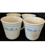Corelle First of Spring (4) Cream Coffee Cups Blue White Flowers Excelle... - £22.12 GBP