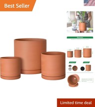 Breathable Terracotta Planter Set - 3 Sizes for Succulents with Saucer I... - $74.99