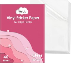 Printable Transparent Sticker Paper - 8.5&quot; X 11&quot; Blank Custom Label Sticker - £31.35 GBP