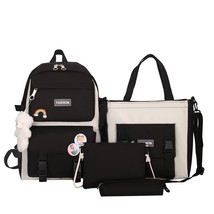4 pcs sets canvas SchoolBags For Teenage Girls 2021 new Women&#39;s Backpack Canvas  - £52.66 GBP