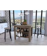 Dark Brown 3-Shelf Kitchen Island with Storage &amp; Countertop - $273.99