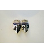 Vintage Enamel Coat of Arms Libertas Shield Clip On Earrings Crown Lion ... - $24.99