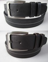 New Mens Casual Dress Leather Belt 1Prong Silver Color Buckle Black Brow... - £5.46 GBP