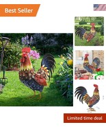 Classic Freestanding Rooster Decor - Colorful Metal Chicken Figurine for... - $1,279.13 MXN