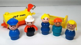 Fisher Price Little People Lot Fireman Policeman Girl Boy Jet Fuel Bed Wooden - £14.88 GBP