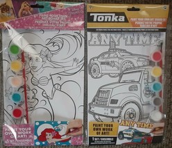Lot of 2 Paint Your Own 6&quot; x 9&quot; Art Board Sets - Little Mermaid and Tonka - £6.33 GBP