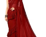 Handmade Designer Ruffle Sari Women&#39;s Lycra Saree With Un-Stitched Blous... - $25.95