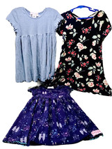 Btween &amp; Ruffle Girl Set of 3 Size 6 Short Sleeve Blue &amp; Purple Dresses - £19.57 GBP
