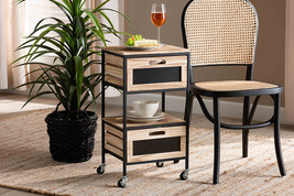 Elin Oak Brown and Black Metal 2-Drawer End Table - $101.00