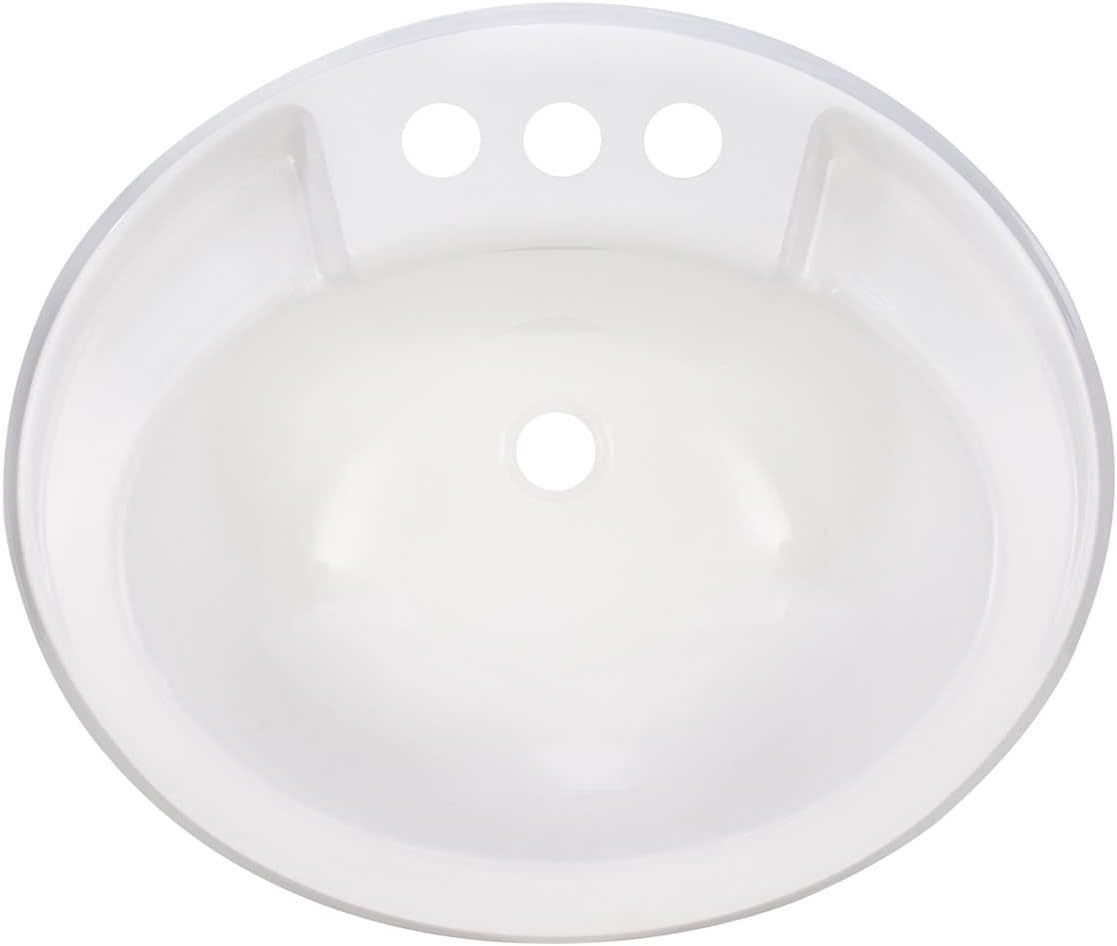 Recpro Rv Oval Bathroom Sink (20 X 17&quot;) | White | Single Bowl Lavatory S... - $54.99