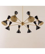 8 Light Brass Chandelier Mid Century Unique Design Ceiling Fixture Penda... - $335.02
