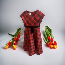 Girls Red &amp; Black Plaid Dress Size 14 Iris &amp; Ivy Short Sleeve Holiday Ch... - $22.76