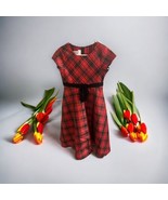 Girls Red &amp; Black Plaid Dress Size 14 Iris &amp; Ivy Short Sleeve Holiday Ch... - $22.76