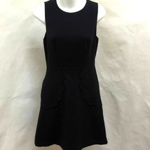 Eliza J 2 Dress Blue Ponte Knit A-Line Sleeveless Pockets Scallop Trim - $23.50