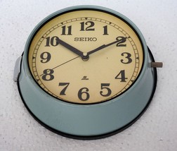 Vintage Maritime Seiko Wall Clock Slave Industrial Retro Ship Kitchen Clock Blue - $138.31