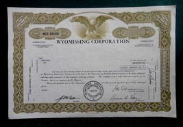 1900 antique WYOMISSING CORP COMMON STOCK CERTIFICATE unused GREEN 10100 pa - £14.67 GBP