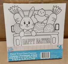 Kids Crafts DIY Paint Your Own Canvas Easter 7&quot; x 7&quot; Paint Pots 4ea &amp; Br... - $3.49