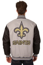 NFL New Orleans Saints  Poly Twill Jacket Grey Black Patch Logos   JH Design - £111.64 GBP