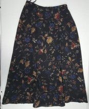 Talbots Woman Petites A Line Skirt Size 4 Dark Black Floral Print Lined  - £15.69 GBP
