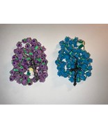 Two Catholic Rosaries lot, BLUE &amp; PURPLE Rose Flower Ceramic bead with C... - £22.96 GBP