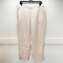 Nicole Miller Pants XL Linen Crop Beige Coastal Beach Minimalist Light Womens - £18.38 GBP