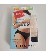 Hanes Bikini Underwear Womens Large (7) 4-Pack Ribbed Breathable Tagless... - $19.39 CAD