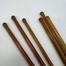 Set 6 Vintage MCM Handblown Glass Swizzle Sticks Amber Cocktail Barware - £12.23 GBP