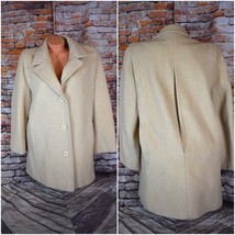 Herman Kay Medium Wool Coat Neutral Button Front Jacket Coat - £64.06 GBP