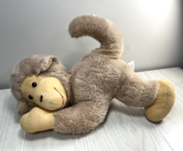 Gund 1976 plush vintage monkey lying down taupe brown gray stuffed animal USED - £10.69 GBP